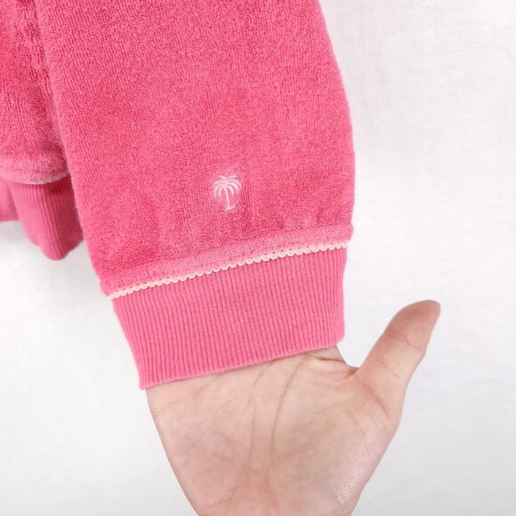 Lilly Pulitzer Full Zip Hoodie Size Large Y2K Pink Terry Cloth Jacket Pockets - Picture 8 of 12